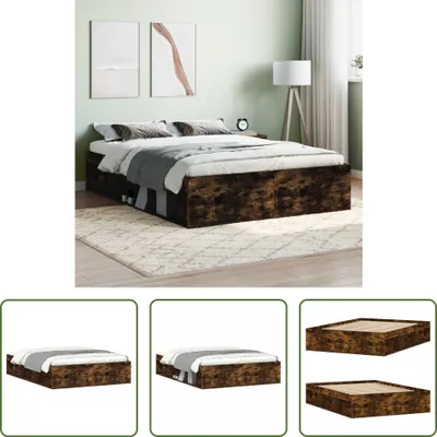 Produktbild von The Living Store Bettgestell Räuchereiche 135x190 cm