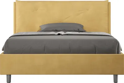Produktbild von ITYHOME - Gepolstertes Bett mit Lattenrost 140x200 mit Mikrofaserbezug Ocker Appia Large