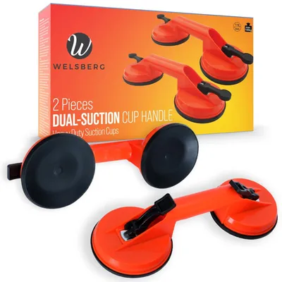 Zdjęcie produktu dla Przyssawka do szkła - 2 szt. - 100 kg na przyssawkę - Ø 11,8 cm - Pomarańczowy