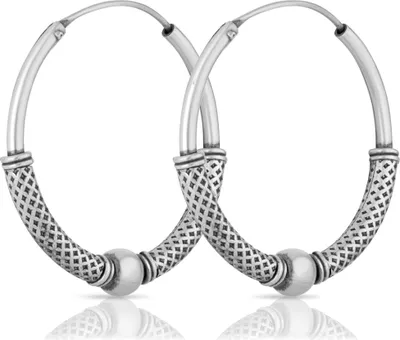 Produktbild von Paar Bali Creole Kugel 31mm 925 Sterling Silber Mittelater Gothic Ohrringe 4986