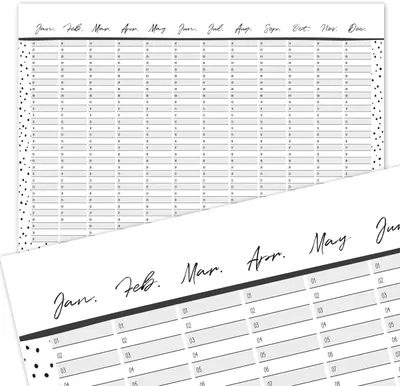 Produktbild von Geburtstagskalender Dots, DIN A3, jahresunabhängig, schwarz-weiß, 350 gsm Papier