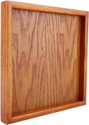 Productafbeelding van Vierkante houten dienblad van massief hout, geschikt voor het n van thee, koffie en snacks. Elegant, handgemaakt design, 12,5 x 12,5 cm, ideaal voor de eettafel, keuken en woonkamer (22 * 22 cm)