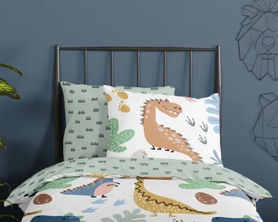 Produktbild von Good Morning Bettwäsche-Garnitur Dino Farbe Multi Größe 135x200+80x80
