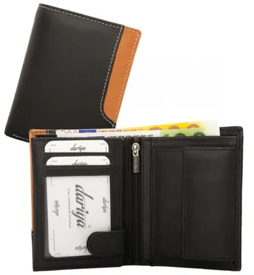 Produktbild von Geldbörse mit Innenriegel Nappa-Leder Kombibörse schwarz/cognac