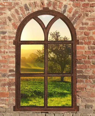 Produktbild von Stallfenster Gusseisen Antik-Stil Rostig Rundbogen Eisenfenster 67cm