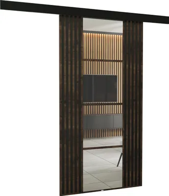 Produktbild von KIER FURNITURE Wandschiebetüren mit Spiegeln EMPI 100 - 106x205x1,6 cm - Esche dunkel