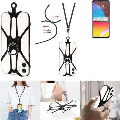 Produktbild von K-S-Trade 3in1 Handykette Handyband Handykordel Halsband Smartphone-Ring Handy-Ring kompatibel mit HTC Desire 21 Pro Fingerhalterung Handyring