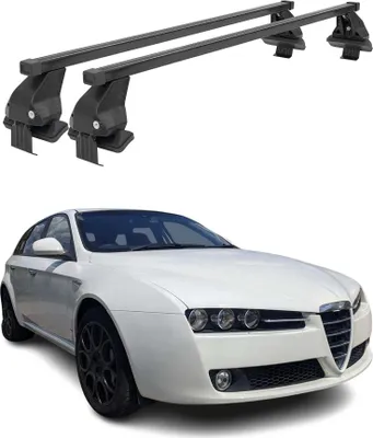 Image de Barres de toit transversales Menabo pour Alfa Romeo 159 Sportwagon 2005-12 Noir