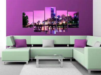Produktbild von Akustikbild Stadt 200x100 cm Bilder Akustikschaum Hochleistungsschallabsorber Schallschutz Leinwand 5 tlg Wandbild Raumakustik Schalldämmung 030202-8