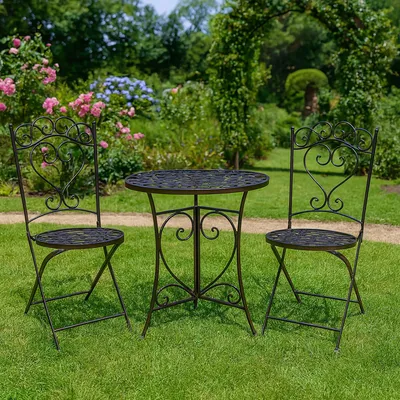 Produktbild von Tischgruppe Curly 2-Sitzer, Tisch Ø 60 cm, Höhe 71 cm, mit Zierornamenten