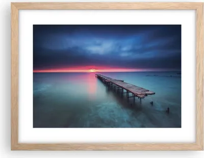 Produktbild von Gerahmtes Poster - Rahmen in heller Eiche - Brücke Meer Landschaft - 40x30 cm - Wand Bild - Wanddeko - Wandbilder - Kunstposter - Wandposter - Bilderrahmen - Bilder - Kunstdruck - P2NAA40x30-4955
