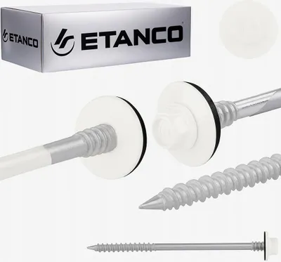 Obrázok produktu pre Etanco skrutky do sendvičových panelov drevo betón RAL 9010, 150 mm 100 ks.