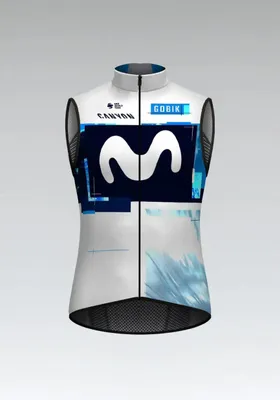 Produktbild von GOBIK Fahrradweste - PLUS 2.0 MOVISTAR TEAM 2025 - Weiß/Blau/Hellblau L