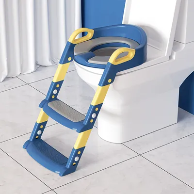 Produktbild von Yakimz Toilettentrainer Lerntöpfchen mit Treppe Justierbarer für Kinder Töpfchen Toilettensitz Rutschfest Töpfchentrainer Dunkelblau