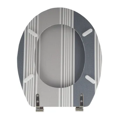 Produktbild von MSV WC Sitz Toilettendeckel MDF Holzkern „Bambus Cardiff Grau“ Scharniere aus Edelstahl - hochwertige und stabile Qualität
