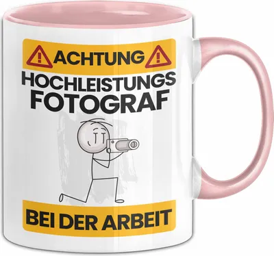 Produktbild von Fotograf Tasse Geschenk Lustiger Spruch Geschenkidee für Fotograf Achtung Hochleistungs Fotograf Bei Der Arbeit (Rosa)