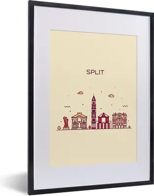 Produktbild von MuchoWow® MuchoWow® Gerahmtes Poster Split - Kroatien - Skyline 30x40 cm - Poster mit zchwarzem Bilderrahmen - Wandposter Schlafzimmer