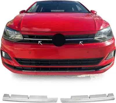 Produktbild von Kühlergrill Leisten Grillleisten für VW Polo 2017-2021 Edelstahl Silber 2tlg