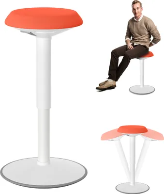 Produktbild von UISEBRT Ergonomischer Hocker Bürohocker mit Schwingeffekt, Sitzhocker ergonomisch höhenverstellbar 54-79 cm, 360° drehbarer ergonomischer Hocker, Orange, Rund