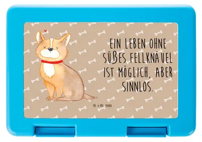 Produktbild von Mr. & Mrs. Panda Bento Box Hund Glück - Hundeglück - Geschenk, Spruch, Corgie, Brotzeitdose, Essensbox, Liebe, Brotzeitbox, Herz, Snackbox, Lunchbox, Bentobox, Sprüche
