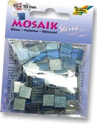 Immagine prodotto di Pietre da mosaico Folia, 10 x 10 mm, resina sintetica, miscela di glitter, blu (190 pezzi)