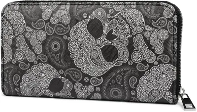 Produktbild von styleBREAKER Damen Geldbörse mit Totenkopf Paisley Print, Reißverschluss, Portemonnaie 02040118