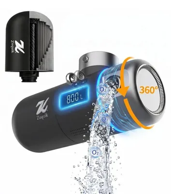 Productafbeelding van Keukenwaterfilter met 7 filters, LCD-display, strontiummineralisatie, microbelletjes, 360° draaibaar, 17 adapters, zwart, 3,5 liter per minuut