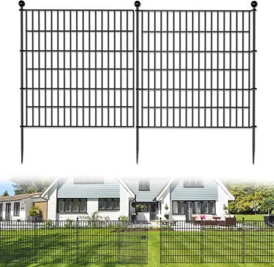 Metall-Steckzaun, 10 Elemente 75x81 cm + 11 Stäbe, schwarz