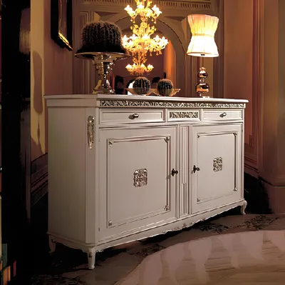 Produktbild von Klassische Antik Stil Kommode Sideboard Kommoden Holz Schrank Anrichte Weiß Neu