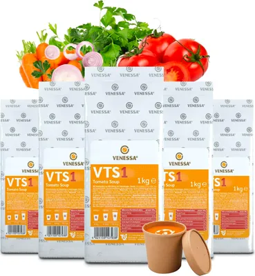 Produktbild von VENESSA VTS 1 Cremige Tomatensuppe 10 x 1kg für Vending Suppenautomat - Fruchtig Vegetarisch Instant Automatensuppe italienischer Art