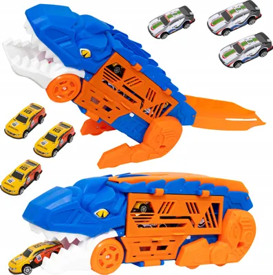 Zdjęcie produktu dla CIĘŻARÓWKA DINOZAUR WYRZUTNIA AUTEK TRANSPORTER ZJEŻDŻALNIA + 6 x RESORAKI