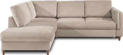 Image de Lisa Design Brooke - canapé d'angle gauche - convertible - 5 places - en velours , Beige