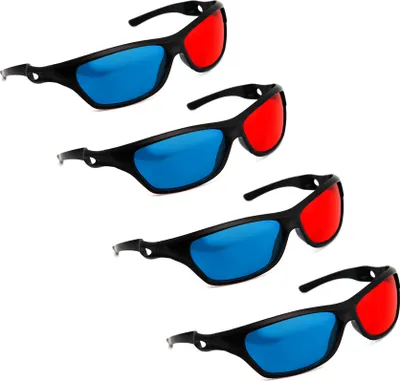 Produktbild von PRECORN 4er Set 3D Brille rot/Cyan (3D-Anaglyphenbrille) hochwertige Brille für 3D PC-Spiele, 3D Bilder, 3D Filme, 3D Projektion, Video, YouTube uvm.