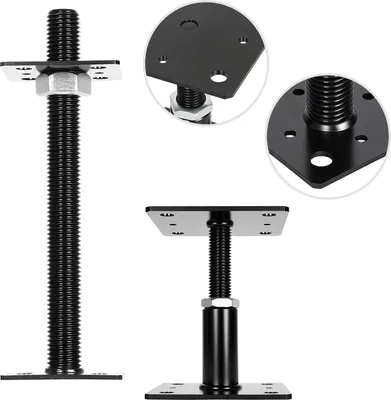 Immagine prodotto di Eikuavons, set di 2 supporti per pali, regolabili in altezza da 30 a 250 mm, in acciaio, con viti, colore nero