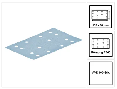 Productafbeelding van Festool STF 80x133 schuurband granaat P240 80 x 133 mm 400 stuks ( 4x 497124 ) voor schuurschijf RTS 400, RTSC 400, RS 400, RS 4, LS 130