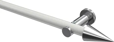 Produktbild von Interdeco Gardinenstange / Vorhangstange Weiß / Chrom, Typ Platon Savio (Kegel) ohne Ringe, 20 mm Ø 1-läufig, 140 cm