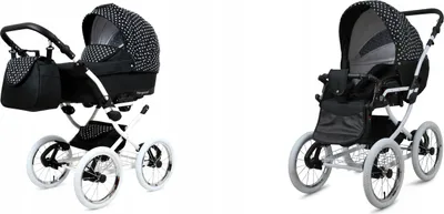 Produktbild von BabyLux® Margaret White | 2in1 Kinderwagen Set | White dots | Kombikinderwagen | Kinderwagenset
