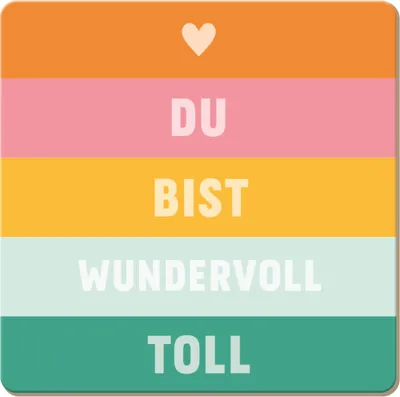 Produktbild von Getränkeuntersetzer, Zubehör für Gläser, Getränke, Tassen, Glasuntersetzer, abwischbar, Korkuntersetzer " Du bist wundervoll toll"