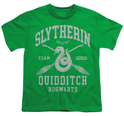 Immagine prodotto di Maglietta per bambini "Slytherin Quidditch" di Harry Potter, in cotone filato ad anello, modello TV37239 (taglia 116), colore giallo-verde brillante
