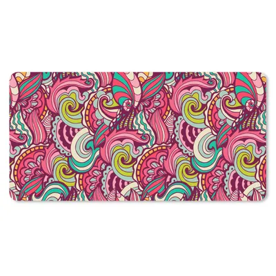 Produktbild von MuchoWow® Schreibtischunterlage Blumen - Blätter - Regenbogen - Design 80x40 cm - XXL Mauspad - Gaming Mauspad