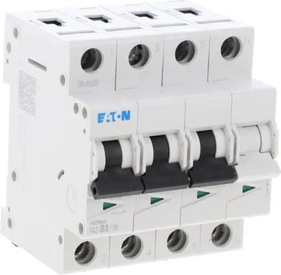 Zdjęcie produktu dla Miniaturowy wyłącznik automatyczny Eaton, 3 A, 3p+N, charakterystyka: B 278939