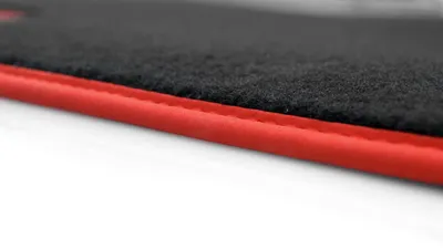 Produktbild von Fußmatten passend für VW Golf 7 8 Velours Premium Matten 4-teilig Schwarz Roter Rand Autoteppich Set