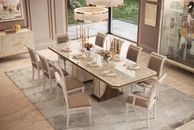 Produktbild von 11-teiliges Esszimmer Set – Harmonische Kombination aus Esstisch und 10 Stühlen