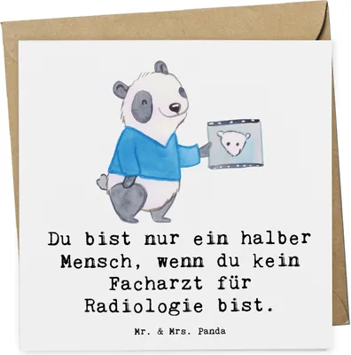 Produktbild von Mr. & Mrs. Panda Klappkarte Facharzt für Radiologie Herz - Weiß - Geschenk, Glückwunschkarte, Grußkarte, doppelkarte, anlasskarte, faltkarte