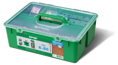 Immagine prodotto di SPAX® 5000009050009 SPAX® Terrassenschrauben-Sortiment GREEN BOX Terrasse 6x60 mm 5000009050009 6 mm x 60 mm, 718 St.