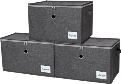 Produktbild von Azomor® Set von drei faltbaren Aufbewahrungsboxen mit Deckel für Kleidung und mehr