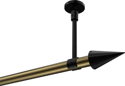 Produktbild von Interdeco Gardinenstange / Vorhangstange Messing Antik / Schwarz, Typ Sonette Savio (Kegel) ohne Ringe, Deckenmontage, 20 mm Ø 1-läufig, 420 cm