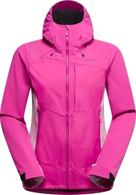 Damen Hybridjacke in Pink von La Sportiva; Modell Alpine Guide Windstopper; mit Kapuze und Reißverschluss.
