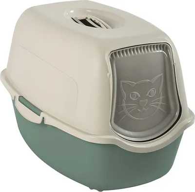 Produktbild von Rotho Katzentoilette Eco Bailey mit geruchshemmendem Aktivkohlefilter - Katzenklo 56,0 x 40,0 x 39,0 cm - Katzen Toilette inkl. Haube und Schwingtür