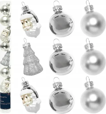 Image de Boules de Noël Mix argenté en verre - 9 pièces